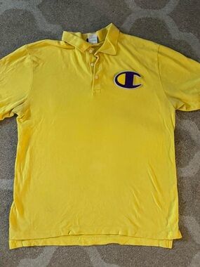 Champion Bright Yellow Polo with Embroidered C Patch